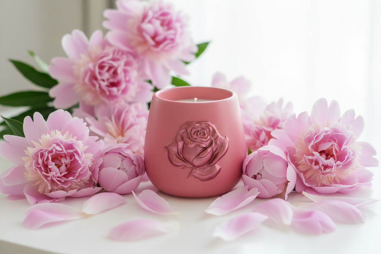 Pink Peonies on White Table