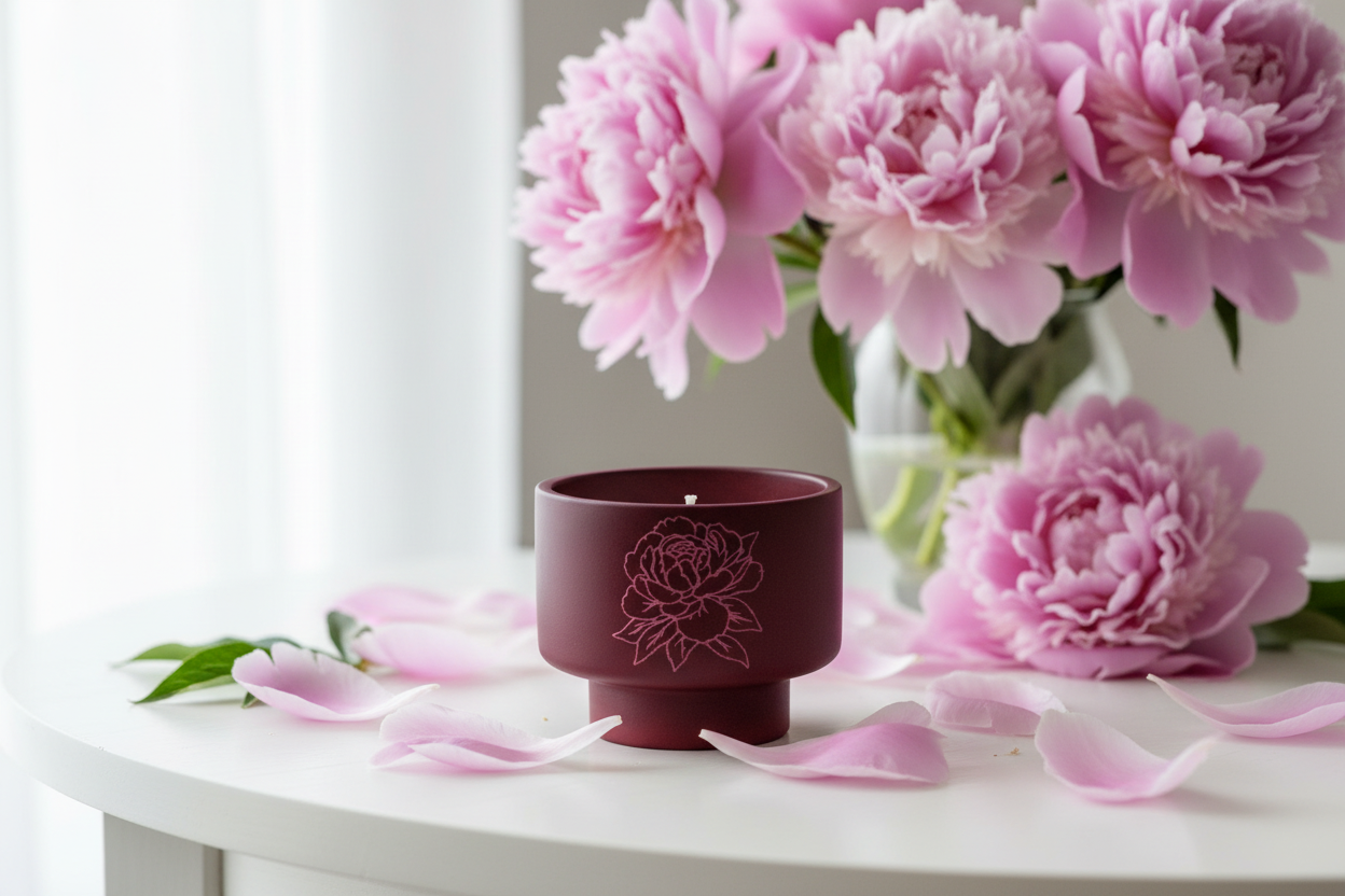 Pink Peonies on White Table
