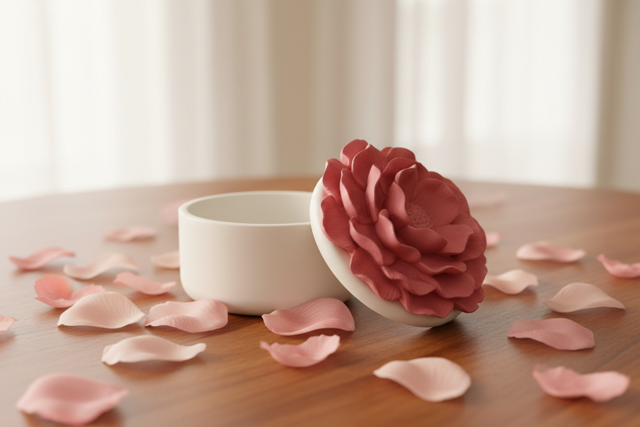 Pink Petals on Brown Table