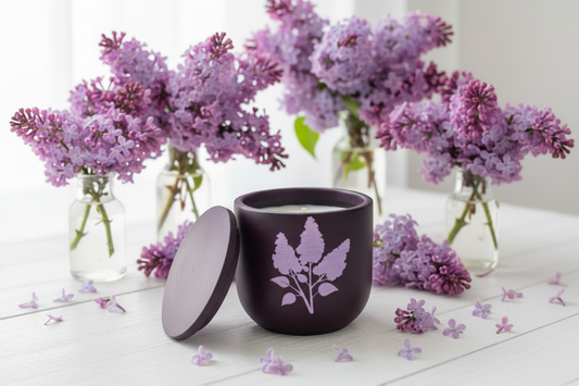 Purple Lilac Flowers on White Table