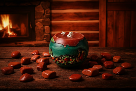 Red Jasper in Wood Cabin - No Butterflies