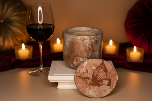 Warm Seductive Red Wine and Candles